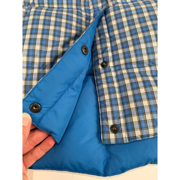 EUC Lands End Down Puffer Vest Womens SMALL Blue Plaid Feather insulated Jacket - Picture 3 of 9